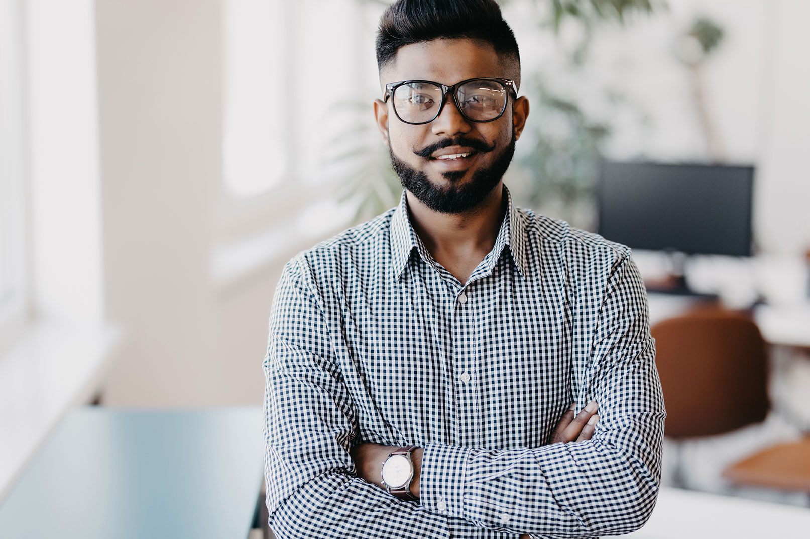 Smiling person in an office